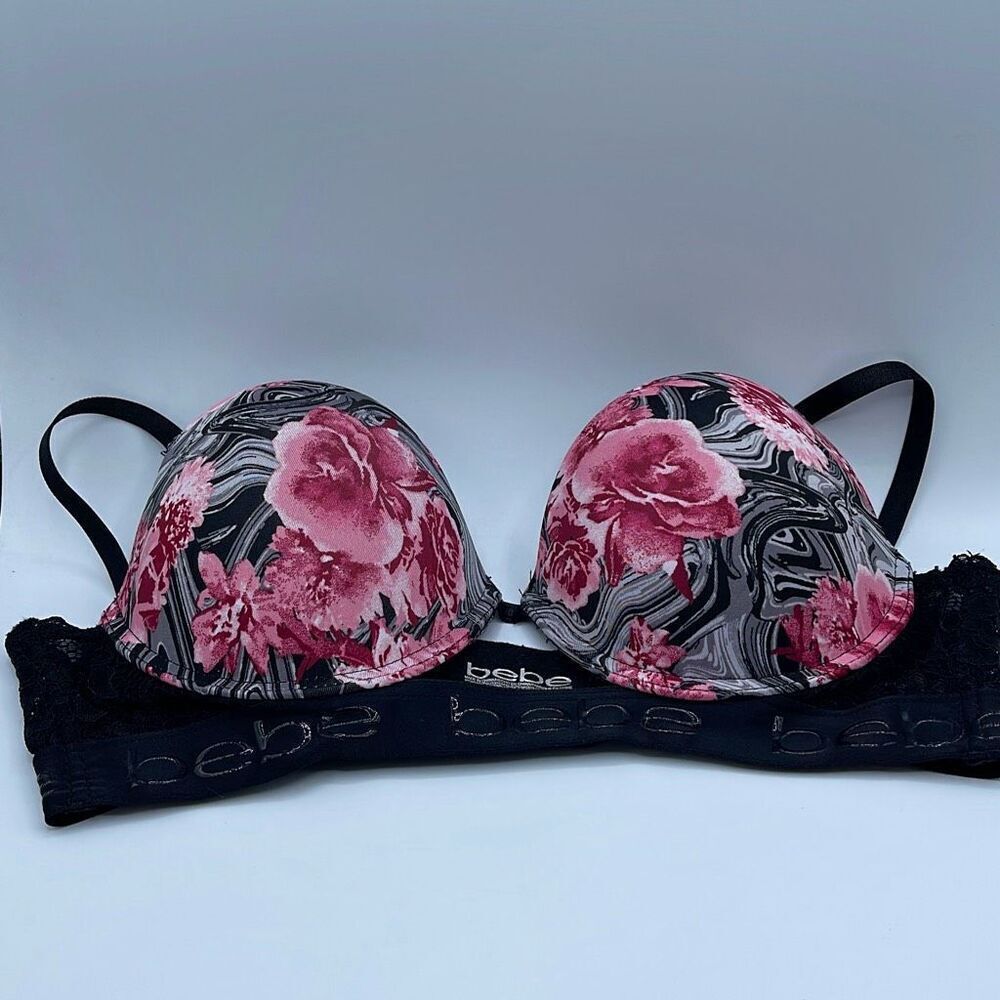 Bebe floral size 36C padded push up bra.